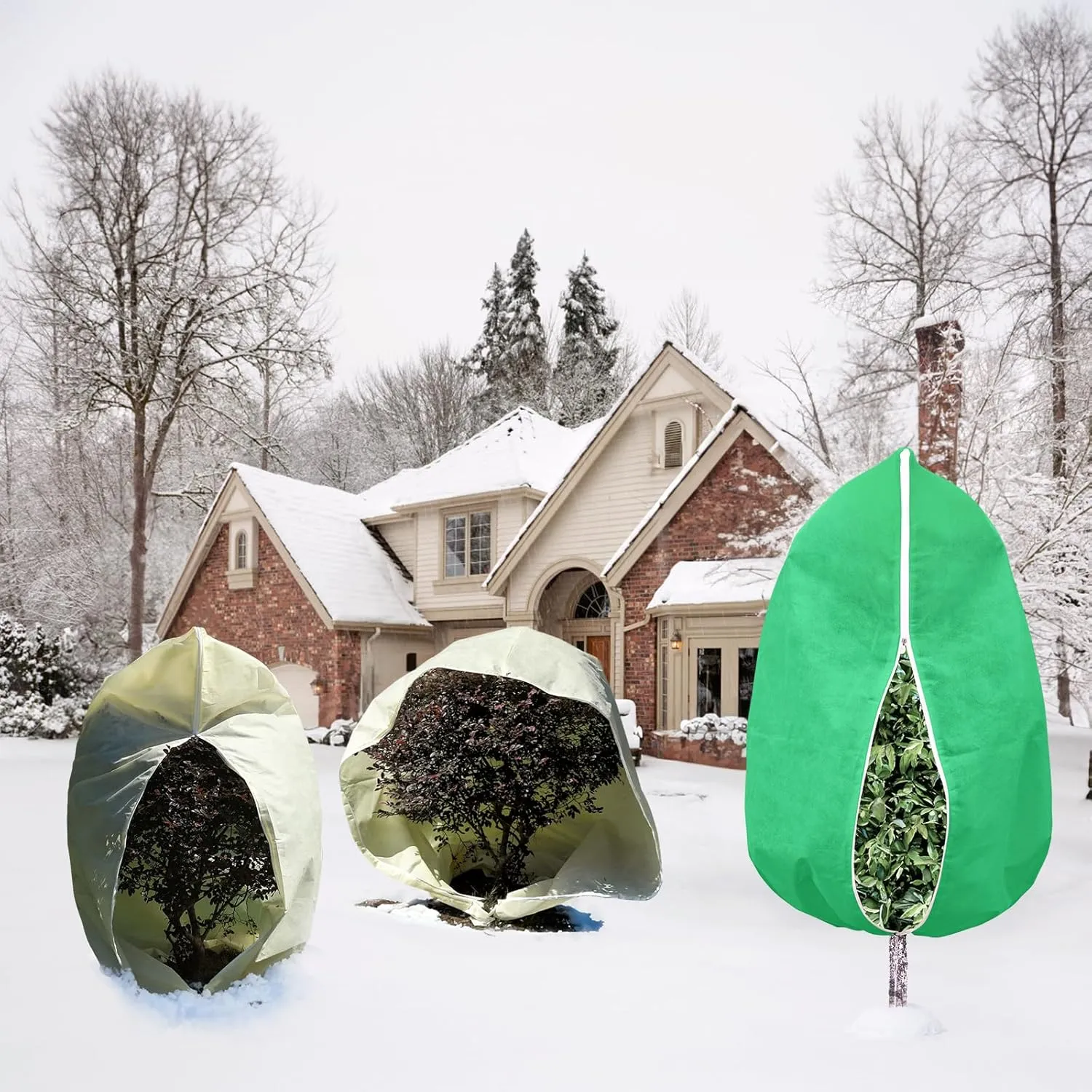 2Pack Plant Covers Freeze Protection 79"W x 98"H Large Tree Bags for Winter Protection 2.1oz/yd Blankets Freeze Covers for Outdoor Bush Frost Protection Plants With Drawstring Zipper 6.6X8.2FT