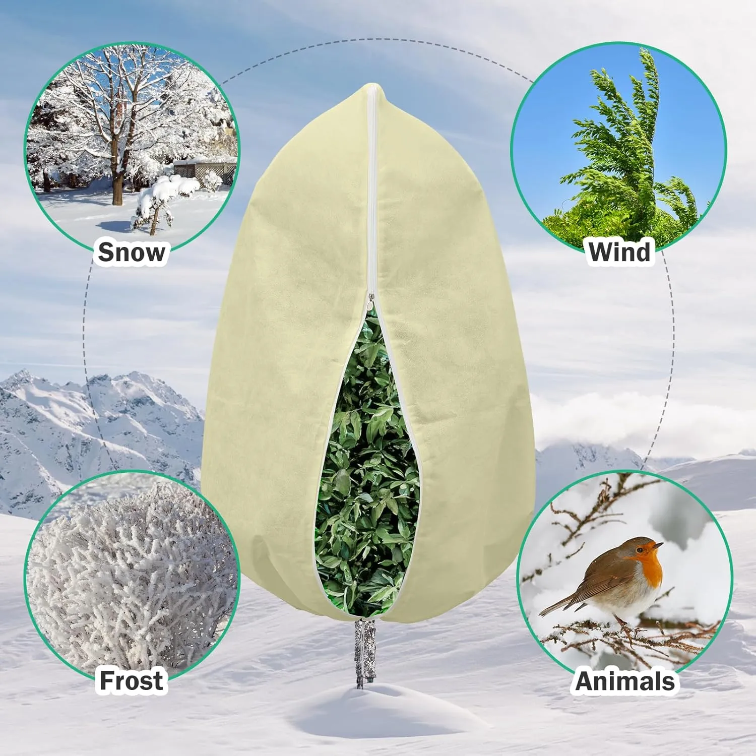 2Pack Plant Covers Freeze Protection 79"W x 98"H Large Tree Bags for Winter Protection 2.1oz/yd Blankets Freeze Covers for Outdoor Bush Frost Protection Plants With Drawstring Zipper 6.6X8.2FT