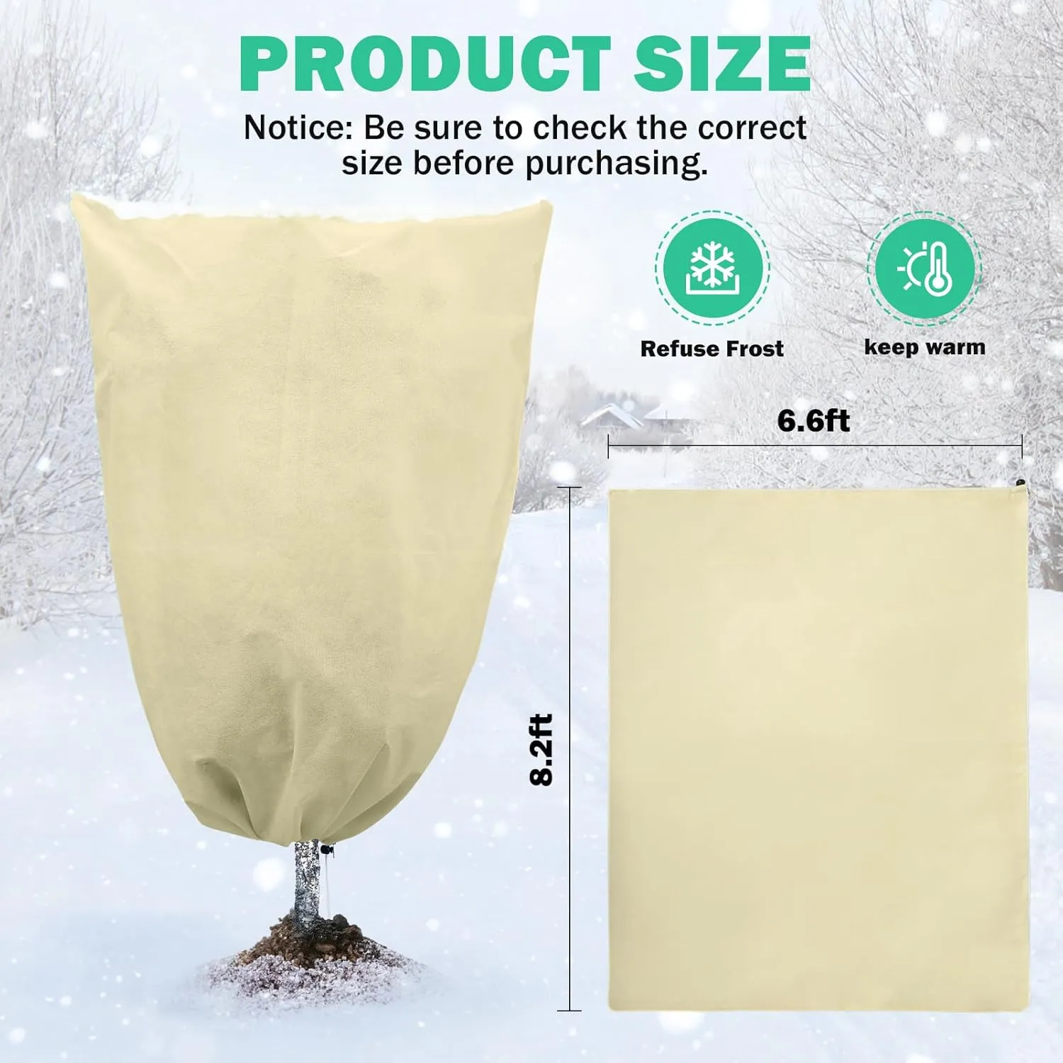 2Pack Plant Covers Freeze Protection 79"W x 98"H Large Tree Bags for Winter Protection 2.1oz/yd Blankets Freeze Covers for Outdoor Bush Frost Protection Plants With Drawstring Zipper 6.6X8.2FT