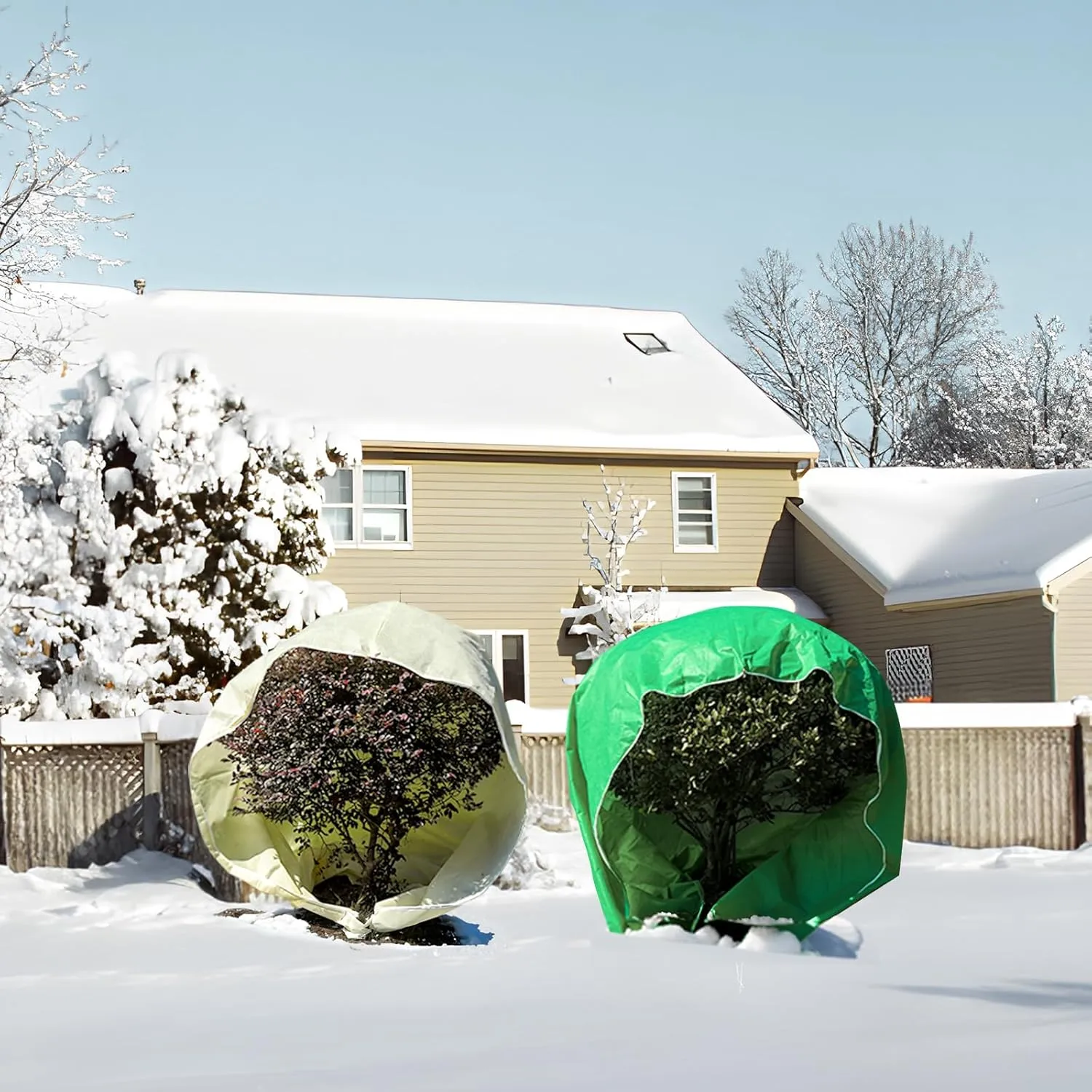 2Pack Plant Covers Freeze Protection 79"W x 98"H Large Tree Bags for Winter Protection 2.1oz/yd Blankets Freeze Covers for Outdoor Bush Frost Protection Plants With Drawstring Zipper 6.6X8.2FT
