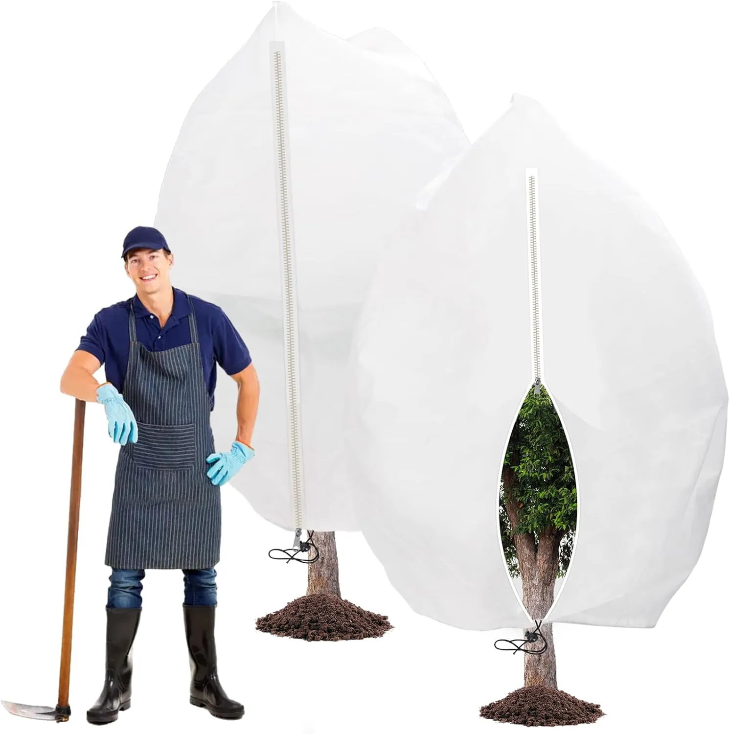 2PCS 70.9x82.7inch Reusable Plant Covers Freeze Protection,Winter Plant Cover Bags with Zipper/Drawstring,Warm Plant Protection Cover Bags Frost Blankets to Protect Tree from Cold Frost Snow Wind Pest