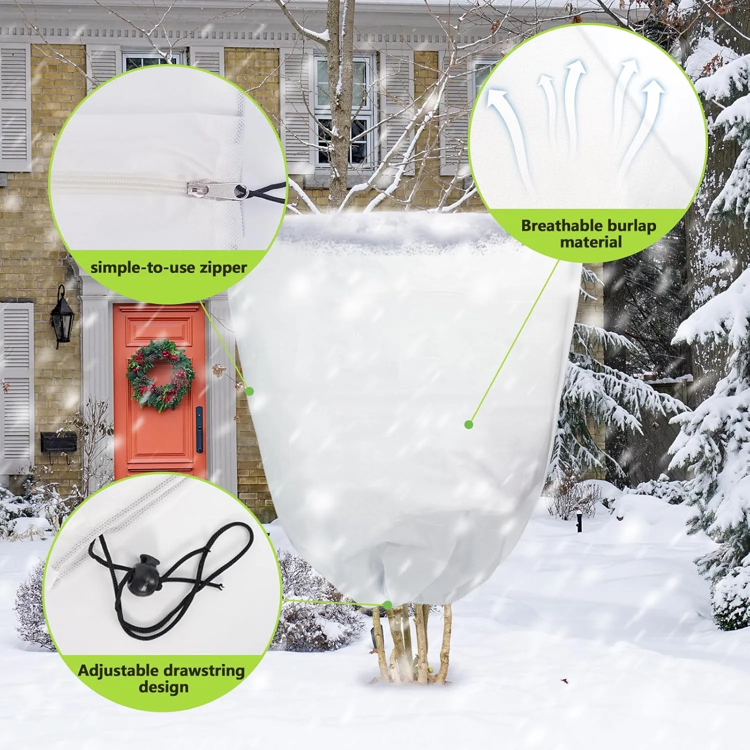2PCS 70.9x82.7inch Reusable Plant Covers Freeze Protection,Winter Plant Cover Bags with Zipper/Drawstring,Warm Plant Protection Cover Bags Frost Blankets to Protect Tree from Cold Frost Snow Wind Pest