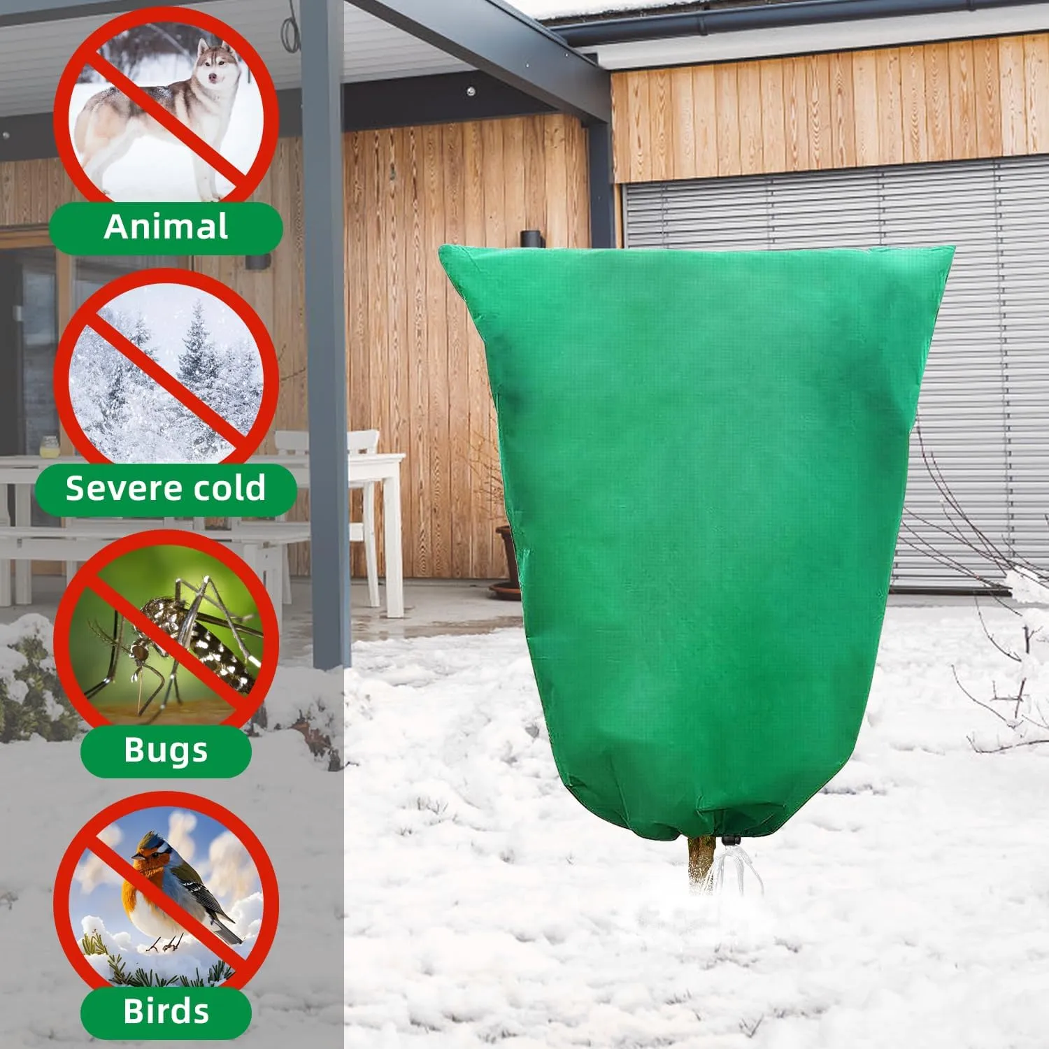 2Pcs Plant Covers Freeze Protection, Frost Cloth with Zipper Drawstring Frost Blankets Plant Protection Cover Bags for Heavy Duty Winter Cold Weather Outdoor Plants Bush Shrub.(2*White/47.7" X 71.7")