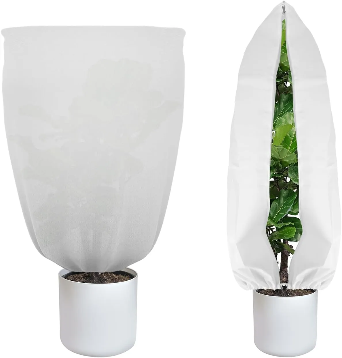 2Pcs Plant Fleece Frost Protection with Drawstring, Horticultural Fleece Protection Bags,120 X 180CM Garden Fleece Frost Protection for Potted Plants