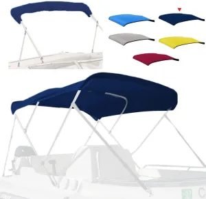 3 Bow Fade and Crack Resistant Bimini Top Replacement Cover，600D Marine Grade Polyester Waterproof Sun Shade Boat Canopy，Easy Install Zipper Sleeves Boat Awning,Navy 6'L 73"-78" W
