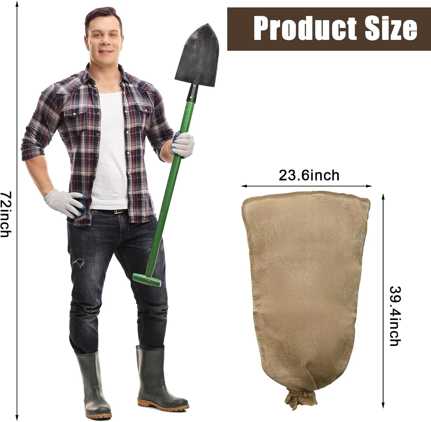 3 Pack 24'' x 40'' Reusable Warm Burlap Winter Plant Cover Bags with Drawstring Burlap Plant Covers Freeze Protection Large Plant Frost Cloth Cold Freeze Blanket Protecting Fruit Tree Potted Plants