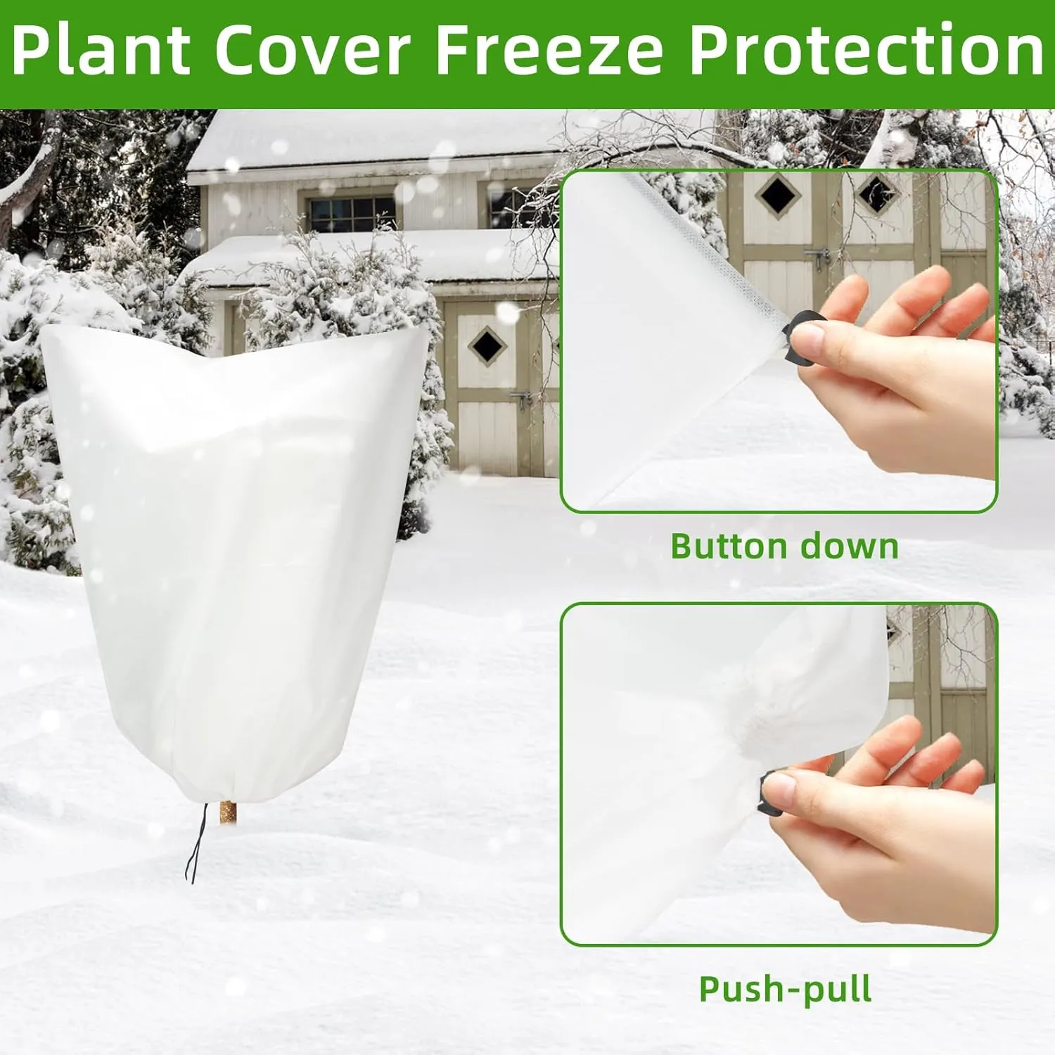 3 Packs Plant Covers Freeze Protection, 30" x 39.7" 2.25 ozFrost Cloth Plant Freeze Protection Tree Jacket Cover for Outdoor Plants Shrubs Potted, Garden Plant Winter Protection Bags with Drawstring
