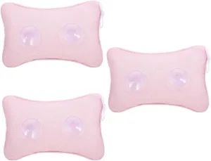 3 Pcs Bathtub Suction Cup Headrest Travel Bathtub Toilet Mat Bathroom Mat Foam Inflatable Bath Pillow Luxury Bath Pillows Tub Bath Mat Fast Drying Rugs Body Polyester Pink