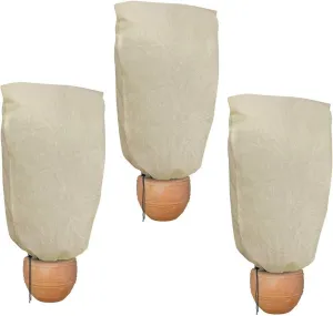 3 pcs Beige Frost Plant Cover 39"x31" Freeze Protection Cover Bag for Shrub Fruit Trees Rose Bush in Winter (Material 60g/m²)