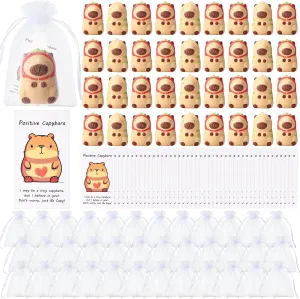 30 Set Capybara Party Favors Positive Capybara Squeeze Stress Balls with Cards & Bags Mini Animal Stress Relief Toy Bulk for Employee Appreciation Gifts Adult Kid Birthday Decor (Classic)