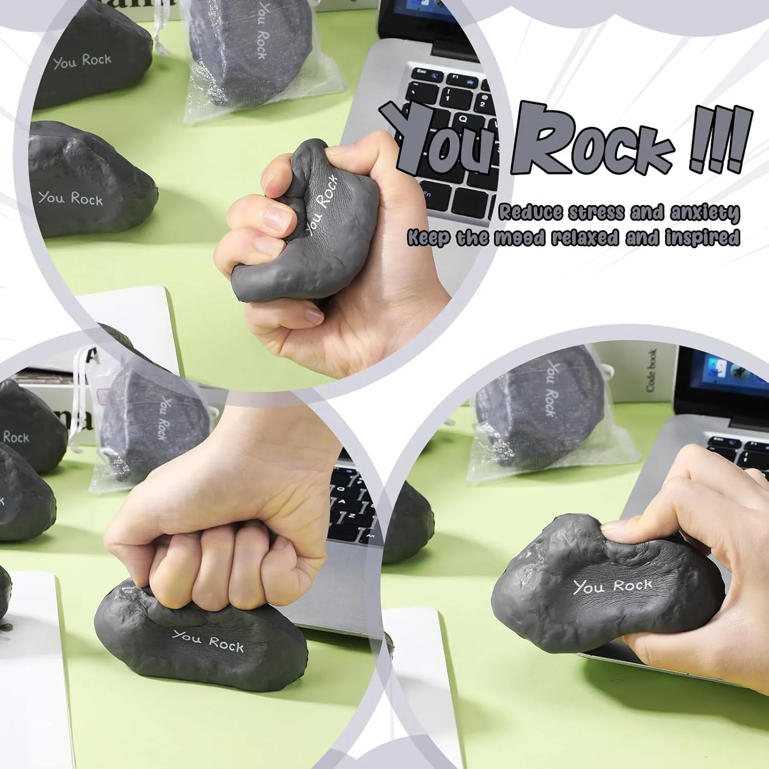 30 Set Inspirational Stress Balls Bulk Motivational Stress Foam Stone Relief Toys You Rock Quotes Squeeze Ball Appreciation Gifts Thank You for Being Awesome Gifts for Employee Coworker