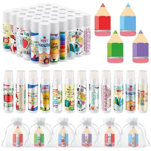 36 Set Teacher Appreciation Gifts Teacher Lip Balm Thank You Tag Organza Bag Best Teacher Ever Gift Teachers Day Gift for Student to Teacher Graduation Birthday Preschool End of Year Supplies