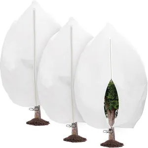 3PCS 47x70in Reusable Plant Covers Freeze Protection,Winter Plant Cover Bags with Zipper/Drawstring,Warm Plant Protection Cover Bags Frost Blankets to Protect Tree from Cold Frost Snow Wind Pest
