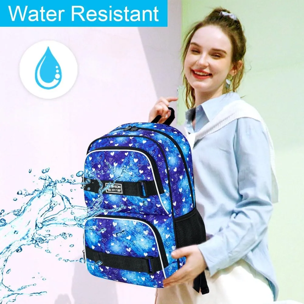 3Pcs Backpack for Girls Boys, 17 Inch School Bookbag with Lunch Box, Durable Laptop Backpacks Set for Teens College