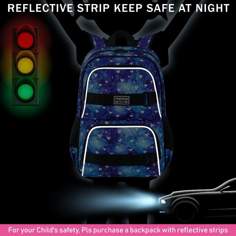 3Pcs Backpack for Girls Boys, 17 Inch School Bookbag with Lunch Box, Durable Laptop Backpacks Set for Teens College