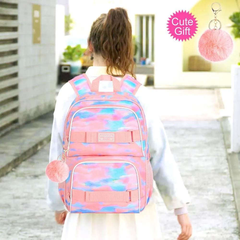 3Pcs Backpack for Girls Boys, 17 Inch School Bookbag with Lunch Box, Durable Laptop Backpacks Set for Teens College