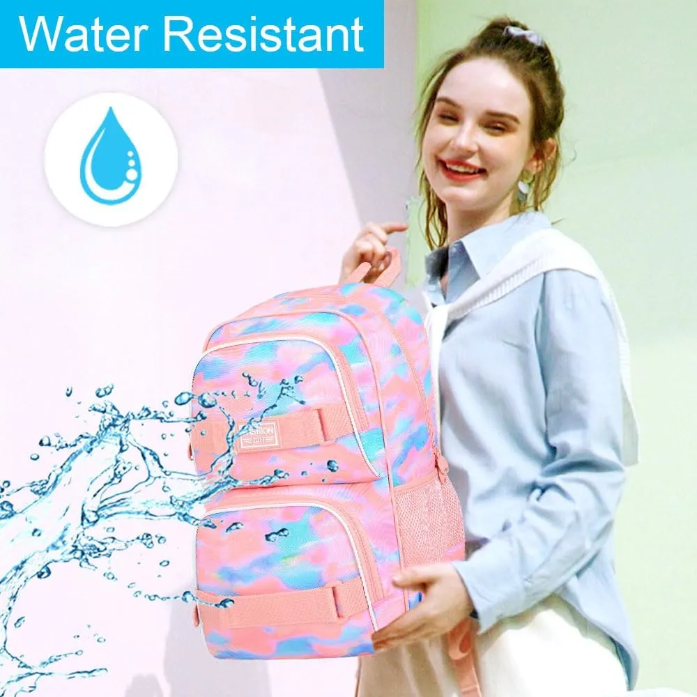 3Pcs Backpack for Girls Boys, 17 Inch School Bookbag with Lunch Box, Durable Laptop Backpacks Set for Teens College