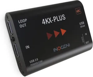 4KX-Plus by Inogeni, Ultra HD to USB 3.0 with HDMI Loop, Professional Video & Audio Converter, BYOM/BYOB, Plug'n Go, Up to 60 fps, Compatible with Cisco Webex, Made in Canada