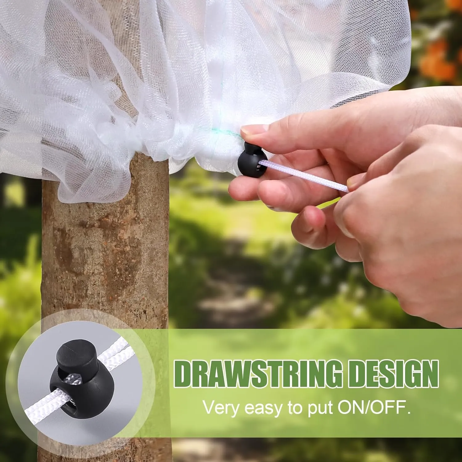 4PCS 2 Sizes Bird Netting Tree Mesh Bag with Drawstring Garden Insect Netting Pest Barrier Blueberry Netting Plant Row Cover White Mosquito Net for Fruit/Flower/Vegetables