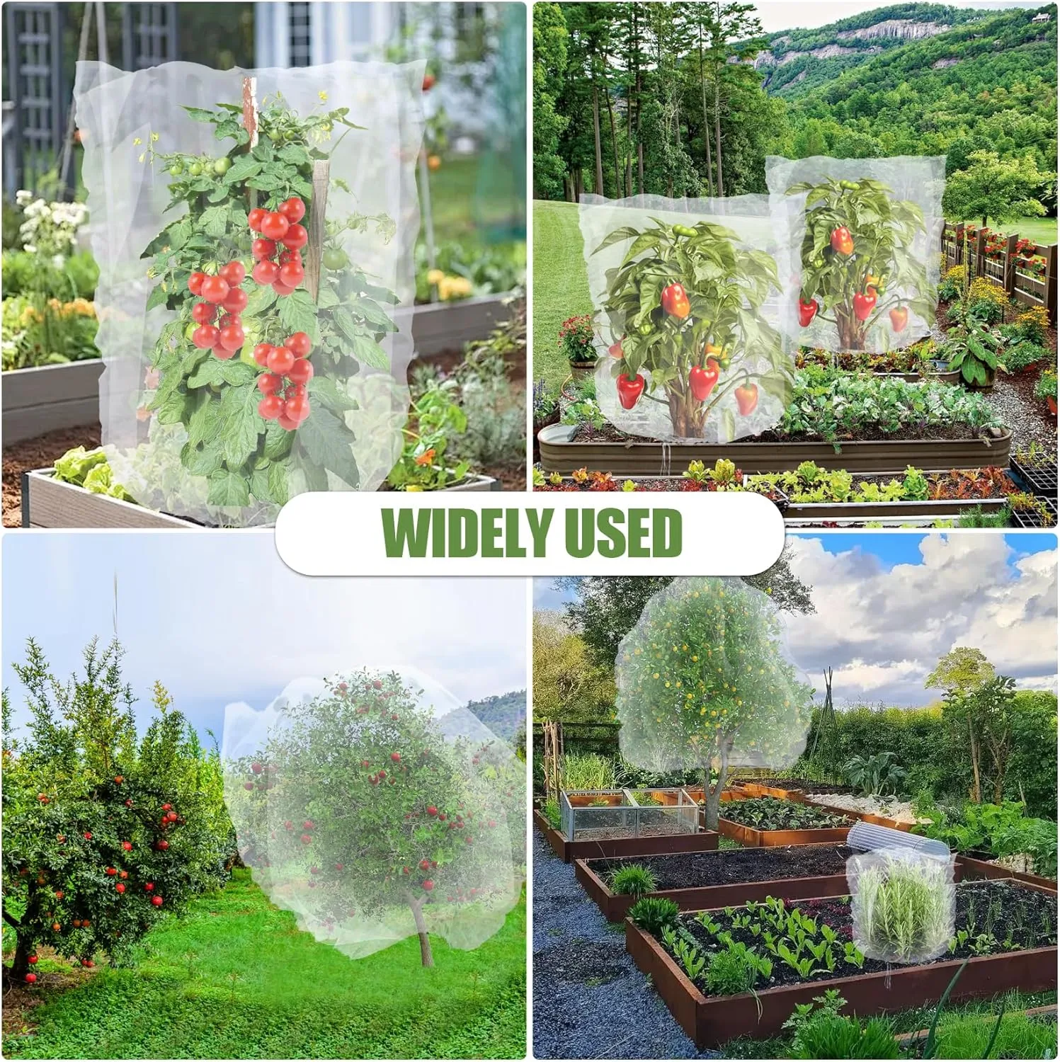 4PCS Bird Netting for Blueberry Bushes 3.3x5FT,Fruit Trees Mesh Bag with Drawstring Garden Insect Netting Pest Barrier Plant Row Cover White Mosquito Net for Fruit/Flower/Herb/Vegetables