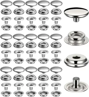 500 Pieces Stainless Steel Snap Fastener, BetterJonny 15mm Heavy Duty Snap Button Press Stud Cap for Jeans Fabric Jackets Clothes Bag Leather DIY Craft