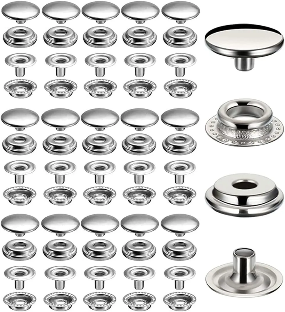500 Pieces Stainless Steel Snap Fastener, BetterJonny 15mm Heavy Duty Snap Button Press Stud Cap for Jeans Fabric Jackets Clothes Bag Leather DIY Craft