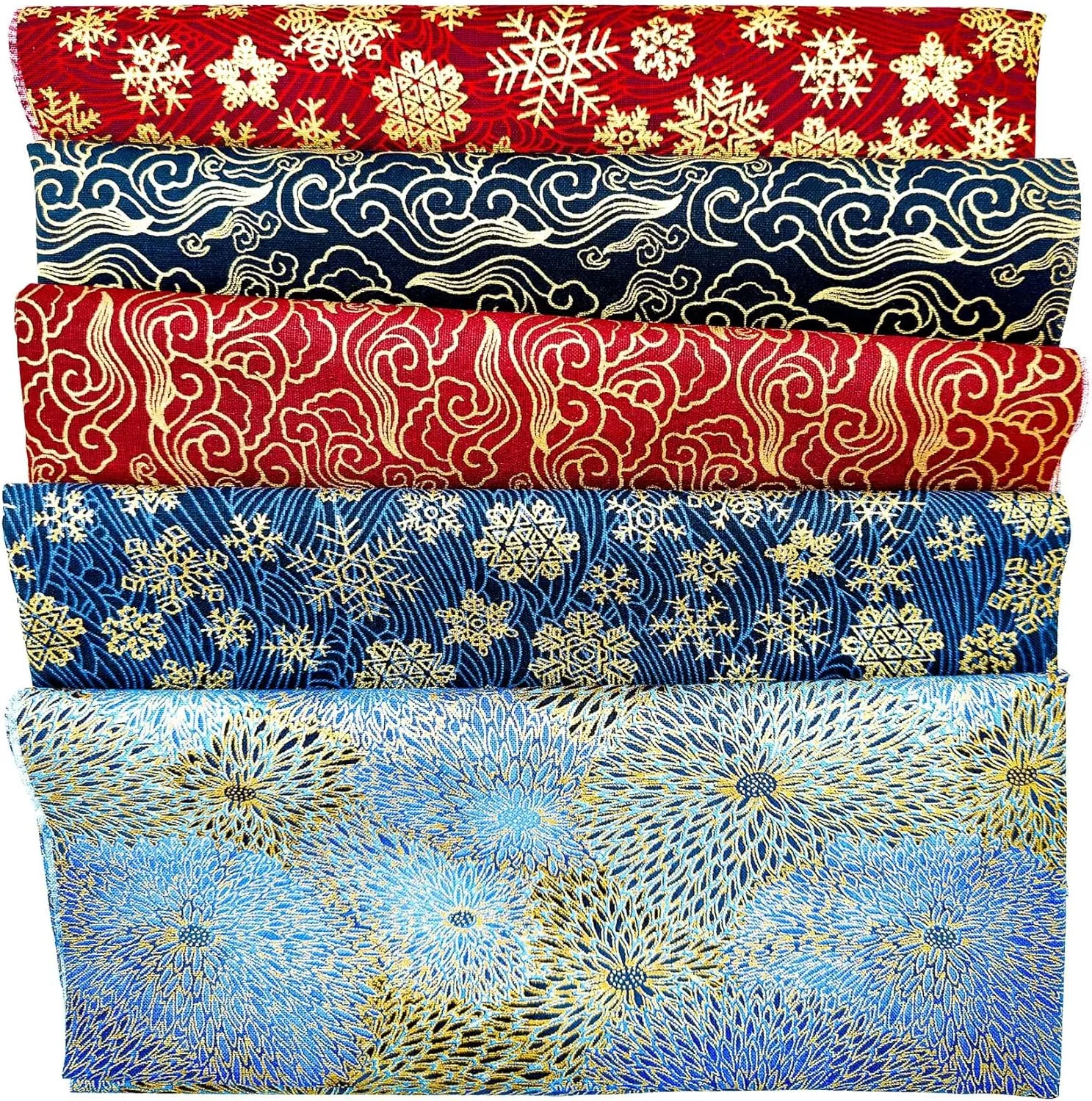5PCS Cotton Craft Fabric Bundle Squares Patchwork, 20" x 20"Inch (50x50cm) Colorful Japanese Style Cotton Wrapping Cloth Squares Quilting Sewing Patchwork Fabric,DIY Scrapbooking Artcraft