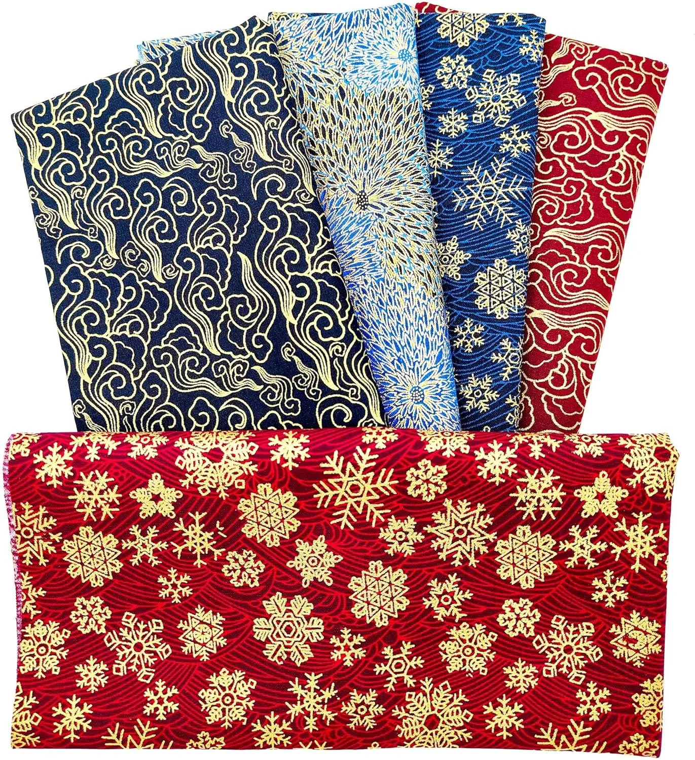 5PCS Cotton Craft Fabric Bundle Squares Patchwork, 20" x 20"Inch (50x50cm) Colorful Japanese Style Cotton Wrapping Cloth Squares Quilting Sewing Patchwork Fabric,DIY Scrapbooking Artcraft