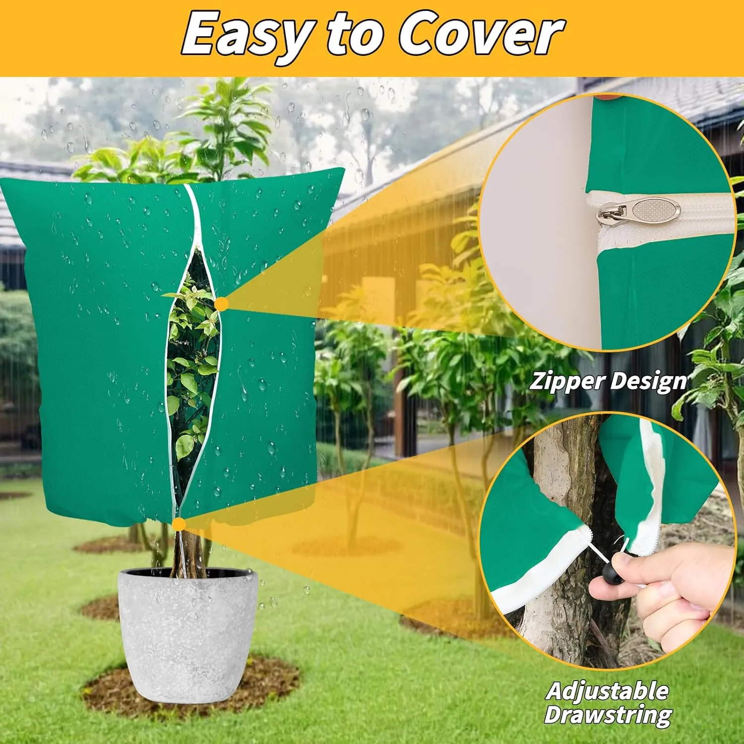 6PCS Plant Covers Freeze Protection 2.2oz Thicker Winter Frost Cloth Plant Protection Jacket Cover Bags Frost Blankets with Zipper Drawstring for Outdoor Plants Fruit Tree Potted, 39.3"W x 19.6"H