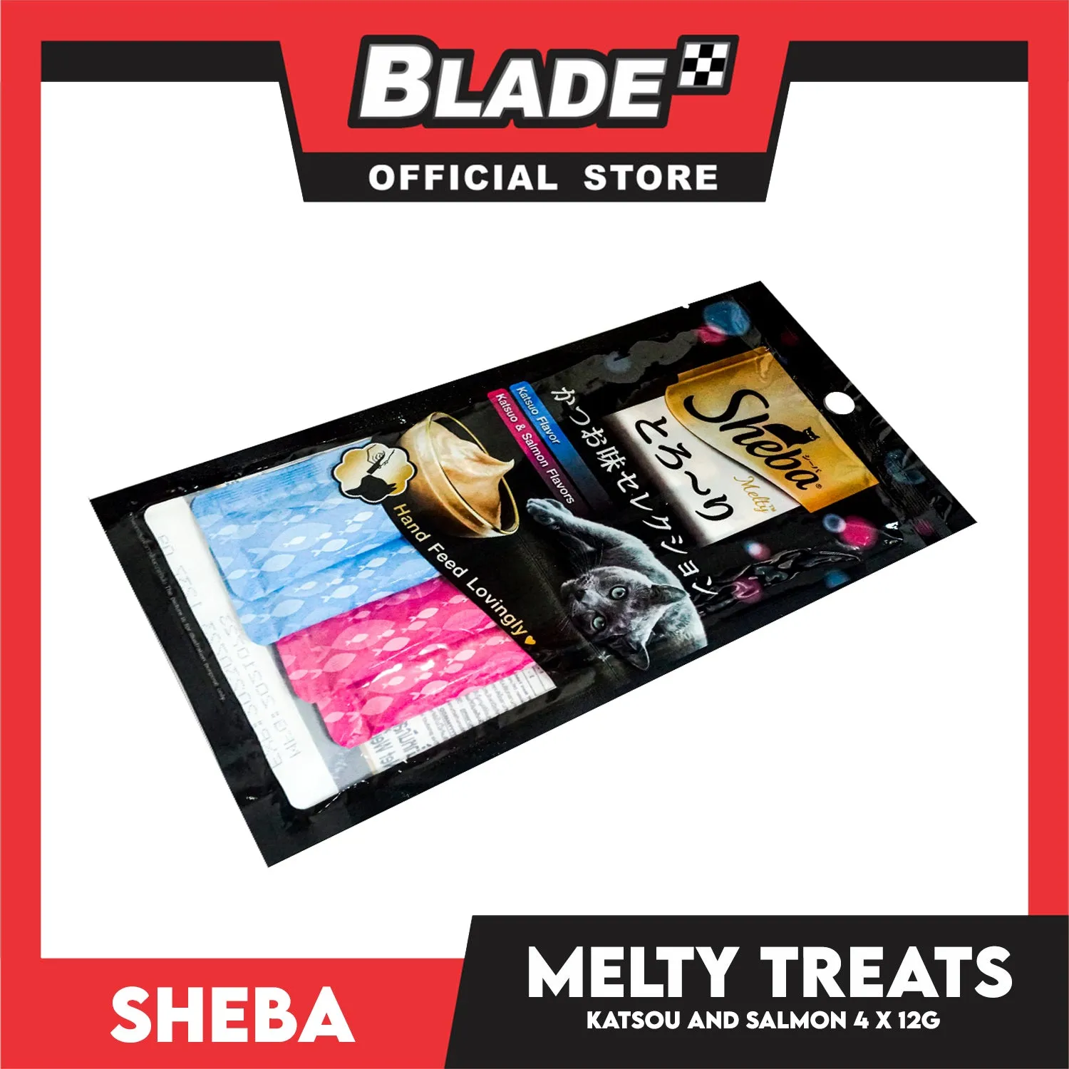 6pcs Sheba Melty Katsuo and Salmon Flavors Hand Feed Lovingly 12g x 24 sachets Cat Treats
