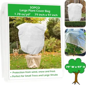 79" x 97" Large Plant Covers Frost Protection Bag Tree Cover Winter Drawstring Plant Covers Winter Reusable Plants Jacket for Fruit Tree Shrub Potted Plants (79x97 inch)