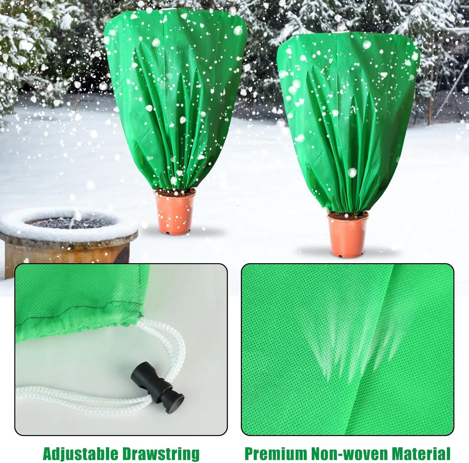 8 Pcs Plant Covers Frost Protection Bag Winter Reusable Plants Jacket with Drawstring Shrub Protection Wraps Bags Frost Blanket for Winter Outdoor Garden Plants (39.3 × 39.3 Inch