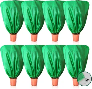 8 Pcs Plant Covers Frost Protection Bag Winter Reusable Plants Jacket with Drawstring Shrub Protection Wraps Bags Frost Blanket for Winter Outdoor Garden Plants (39.3 × 39.3 Inch