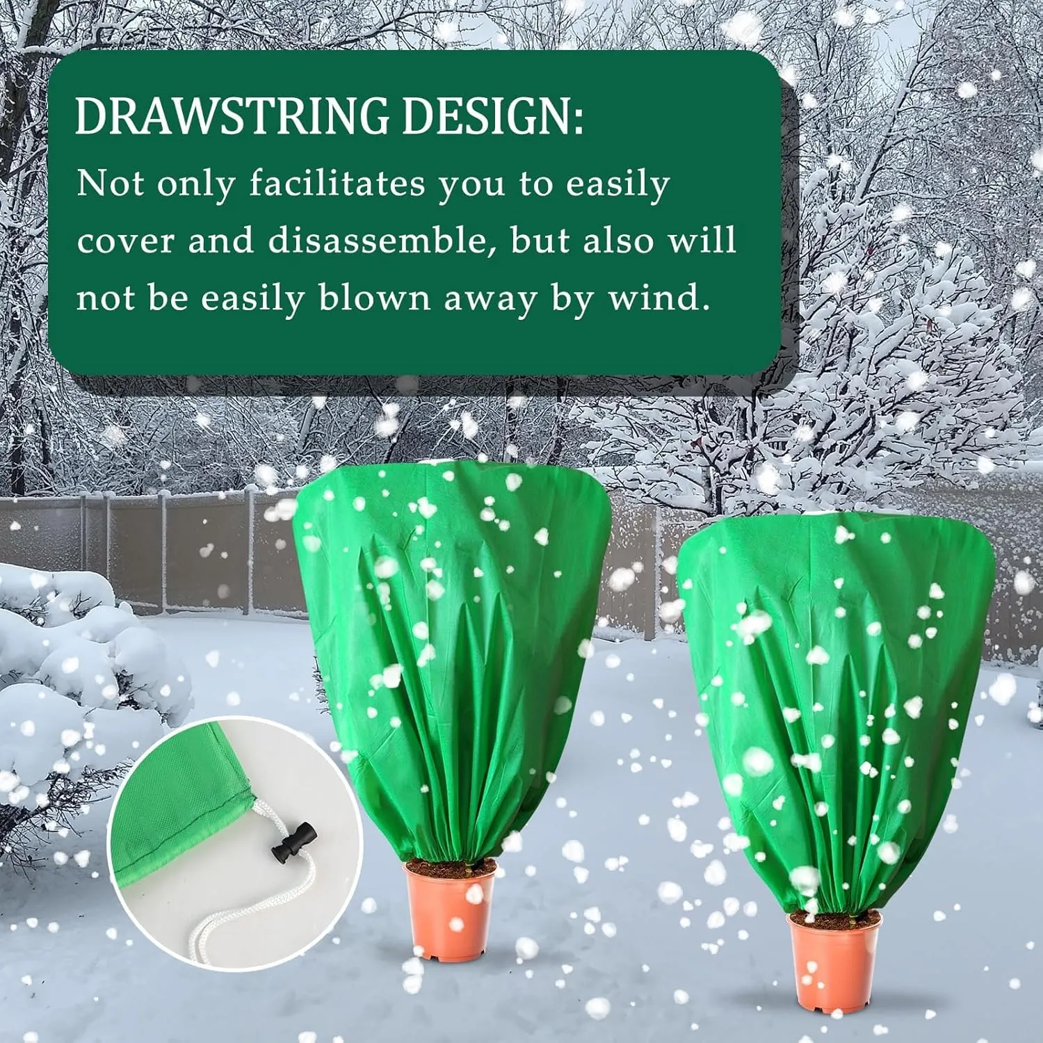 8 Pcs Plant Covers Frost Protection Bag Winter Reusable Plants Jacket with Drawstring Shrub Protection Wraps Bags Frost Blanket for Winter Outdoor Garden Plants (39.3 × 39.3 Inch