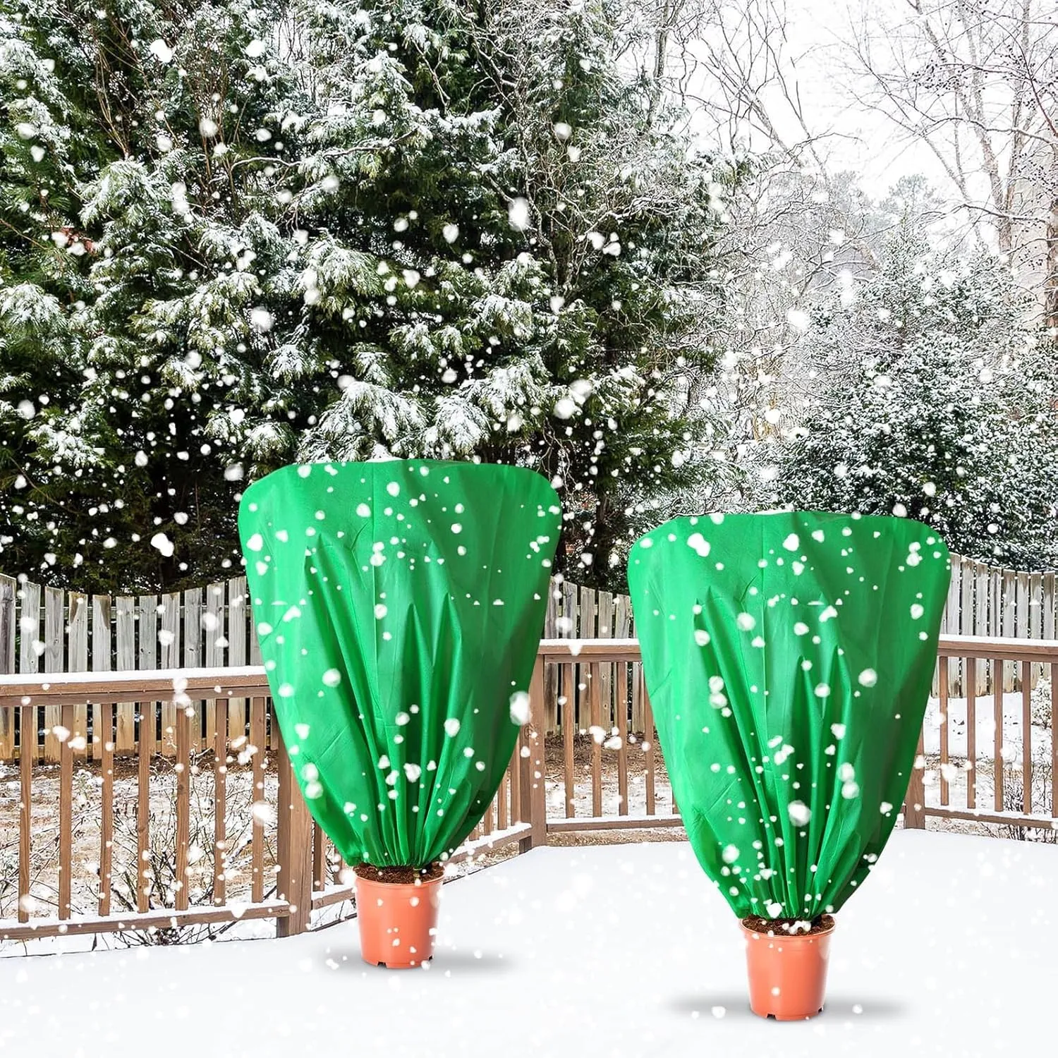 8 Pcs Plant Covers Frost Protection Bag Winter Reusable Plants Jacket with Drawstring Shrub Protection Wraps Bags Frost Blanket for Winter Outdoor Garden Plants (39.3 × 39.3 Inch