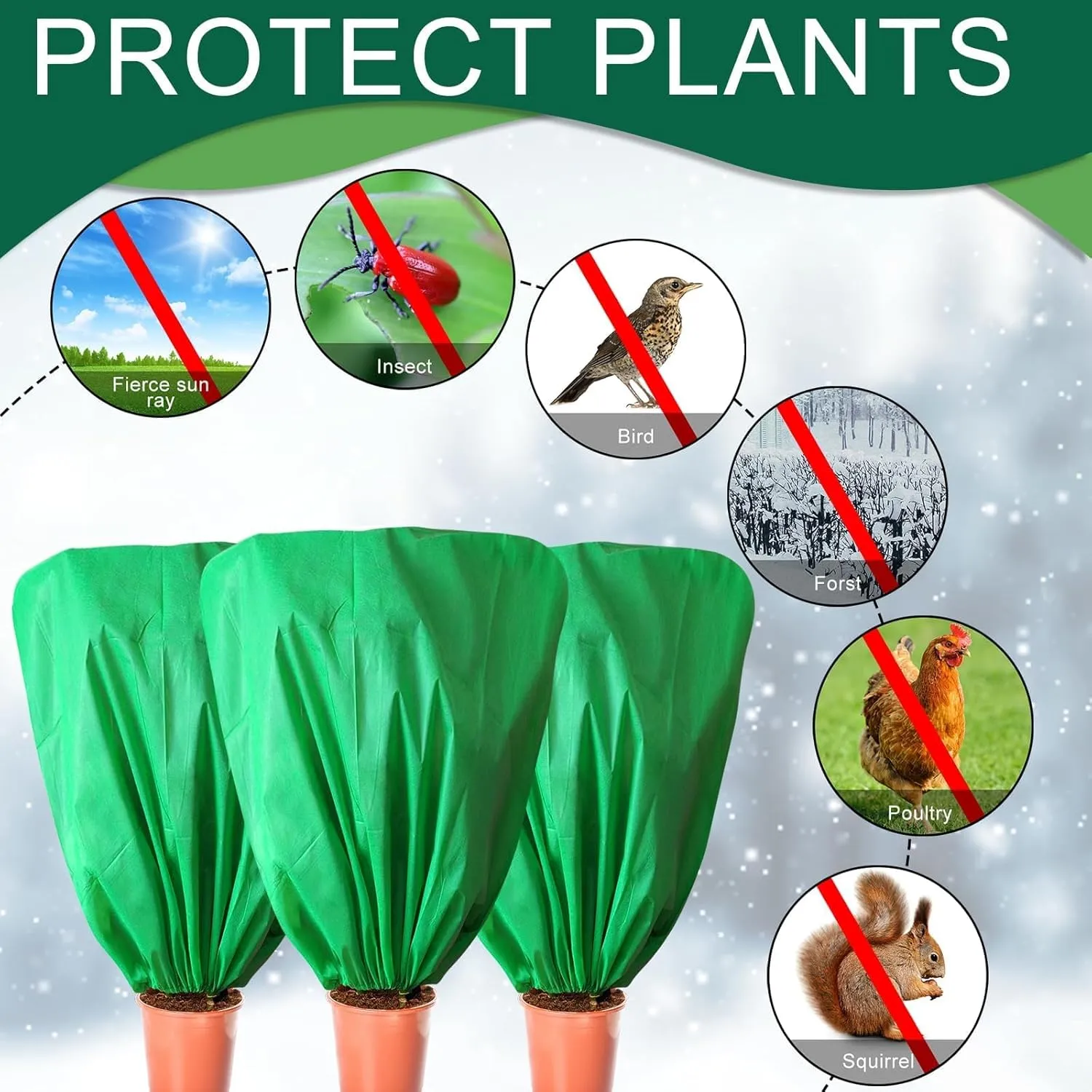 8 Pcs Plant Covers Frost Protection Bag Winter Reusable Plants Jacket with Drawstring Shrub Protection Wraps Bags Frost Blanket for Winter Outdoor Garden Plants (39.3 × 39.3 Inch