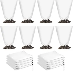 8 Pcs Winter Plant Covers Freeze Protection, 39.4x23.6 Inch Horizontal Shrub Tree Plant Protection Bags with Drawstring Plant Protector Shrub Frost Blanket for Winter Outdoor Garden Potted Plants