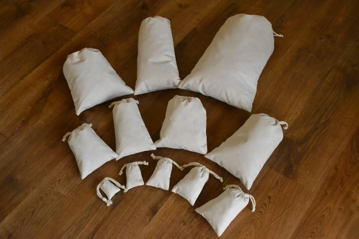 8"x10" COTTON DOUBLE DRAWSTRING MUSLIN BAGS (natural color)- Set Of 25