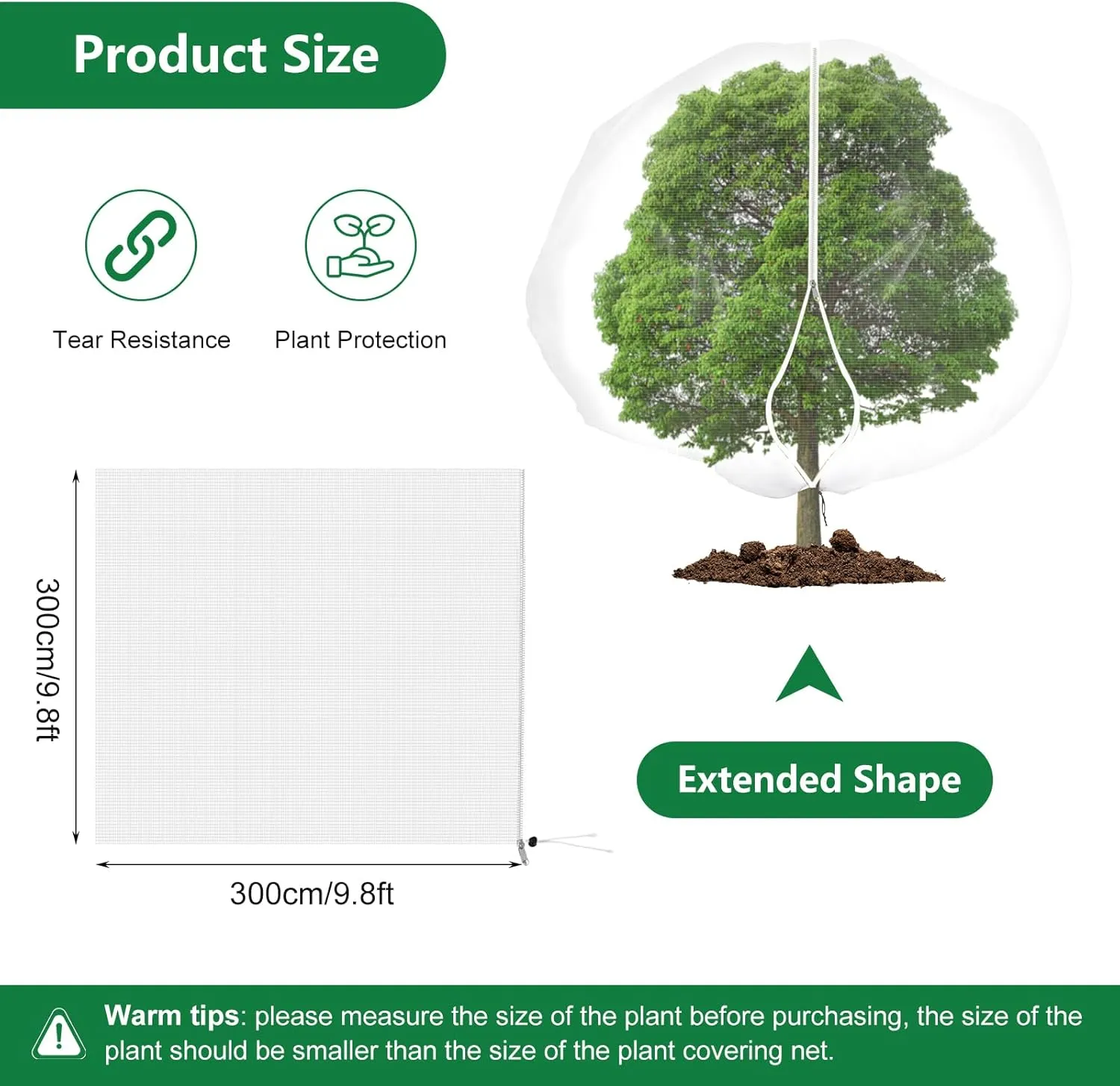 9.8 X 9.8FT Large Fruit Tree Netting with Zipper, Garden Insect Netting Bags Blueberry Bush Bird Barrier Mesh with Drawstring, Tomato Plant Bushes Protector Covers