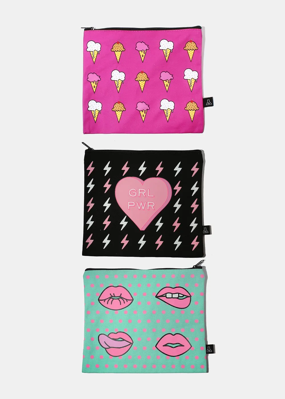 a2o Large Canvas Pouch - Modern Lips