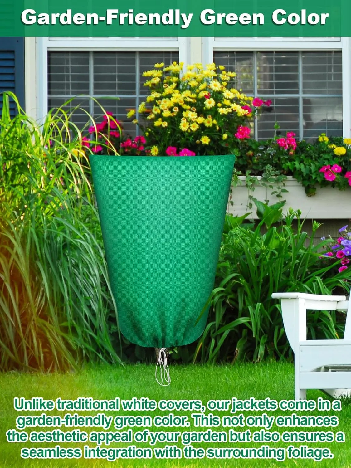 Abimars Thicker Plant Covers Freeze Protection Jacket 2.36 oz/yd², 3.2'x5' Reusable Winter Plant Covers with Drawstring & Zipper, 2 Pack Light, Porous Fabric for Plant Breathing