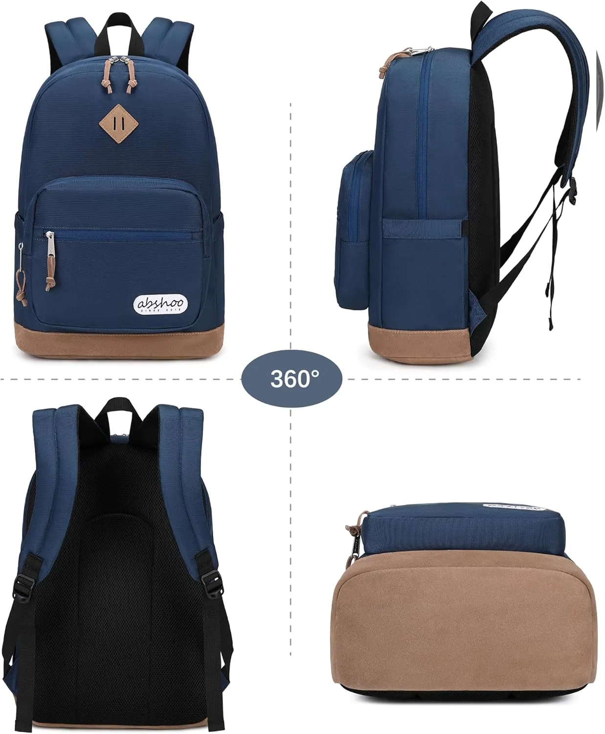abshoo Classic Travel Backpack for Men and Women Middle High School Backpack for Teen Girls and Boys Bookbag (Navy)