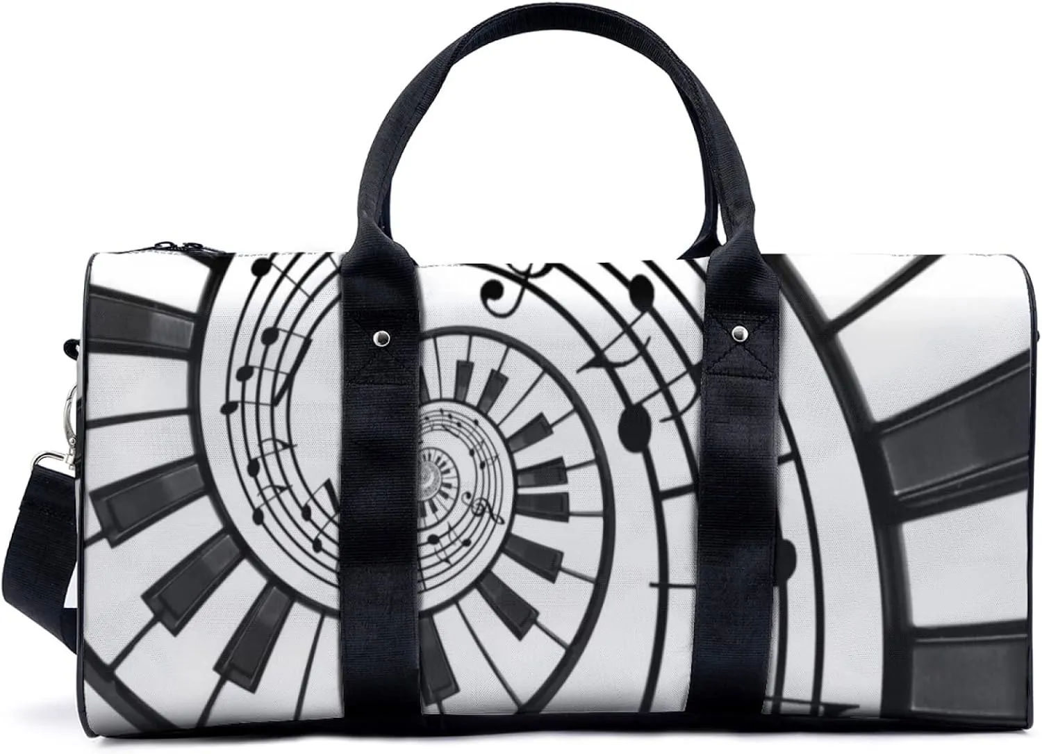 Abstract Piano Keyboard Travel Luggage Duffel Bag with Adjustable Strap Stave Sports Bag Lightweight Canvas Gym Tote Bag for Men and Women