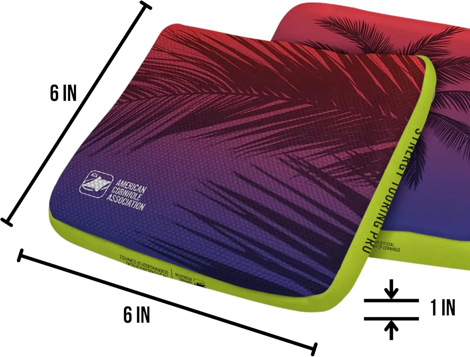 ACA Synergy Edge Professional Cornhole Bags Dual Sided 6x6 Tropical Palm