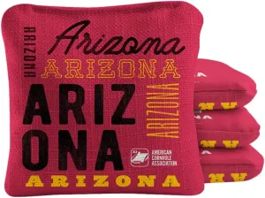 ACA Synergy Pro Dual Sided Cornhole Bags | Arizona Red Design | Set of (4) All-Weather Resin Filled Stick & Slide Corn Hole Bags