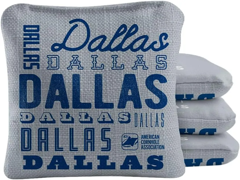 ACA Synergy Pro Dual Sided Cornhole Bags | Dallas Gray Design | Set of (4) All-Weather Resin Filled Stick & Slide Corn Hole Bags