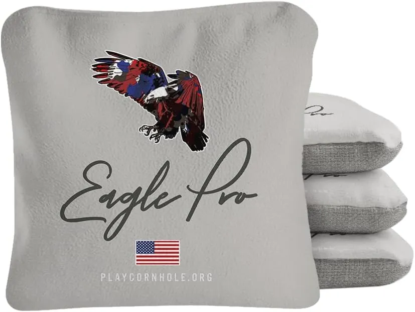ACA Synergy Pro Dual Sided Cornhole Bags | Eagle Gray Design | Set of (4) All-Weather Resin Filled Stick & Slide Corn Hole Bags