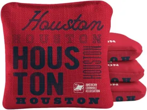 ACA Synergy Pro Dual Sided Cornhole Bags | Houston Red Design | Set of (4) All-Weather Resin Filled Stick & Slide Corn Hole Bags