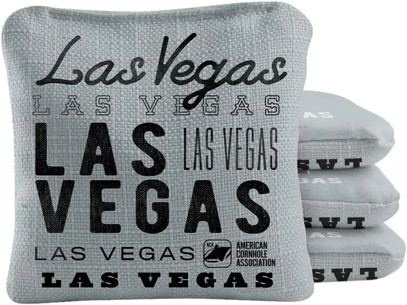 ACA Synergy Pro Dual Sided Cornhole Bags | Las Vegas Gray Design | Set of (4) All-Weather Resin Filled Stick & Slide Corn Hole Bags