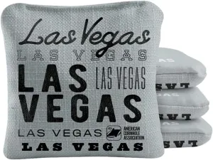 ACA Synergy Pro Dual Sided Cornhole Bags | Las Vegas Gray Design | Set of (4) All-Weather Resin Filled Stick & Slide Corn Hole Bags